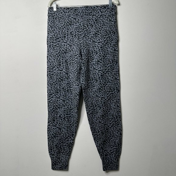 MONROW Black/Grey Mini Leopard Cotton/Cashmere Blend Sweatpants Medium NEW - Picture 2 of 4